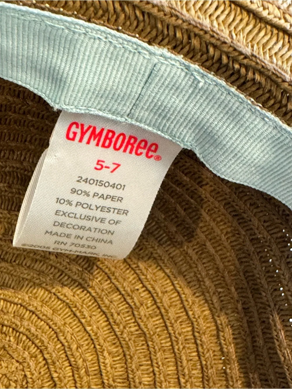Gymboree Straw Hat Summer Brown Gold Pink Flower Bling Sun Hat